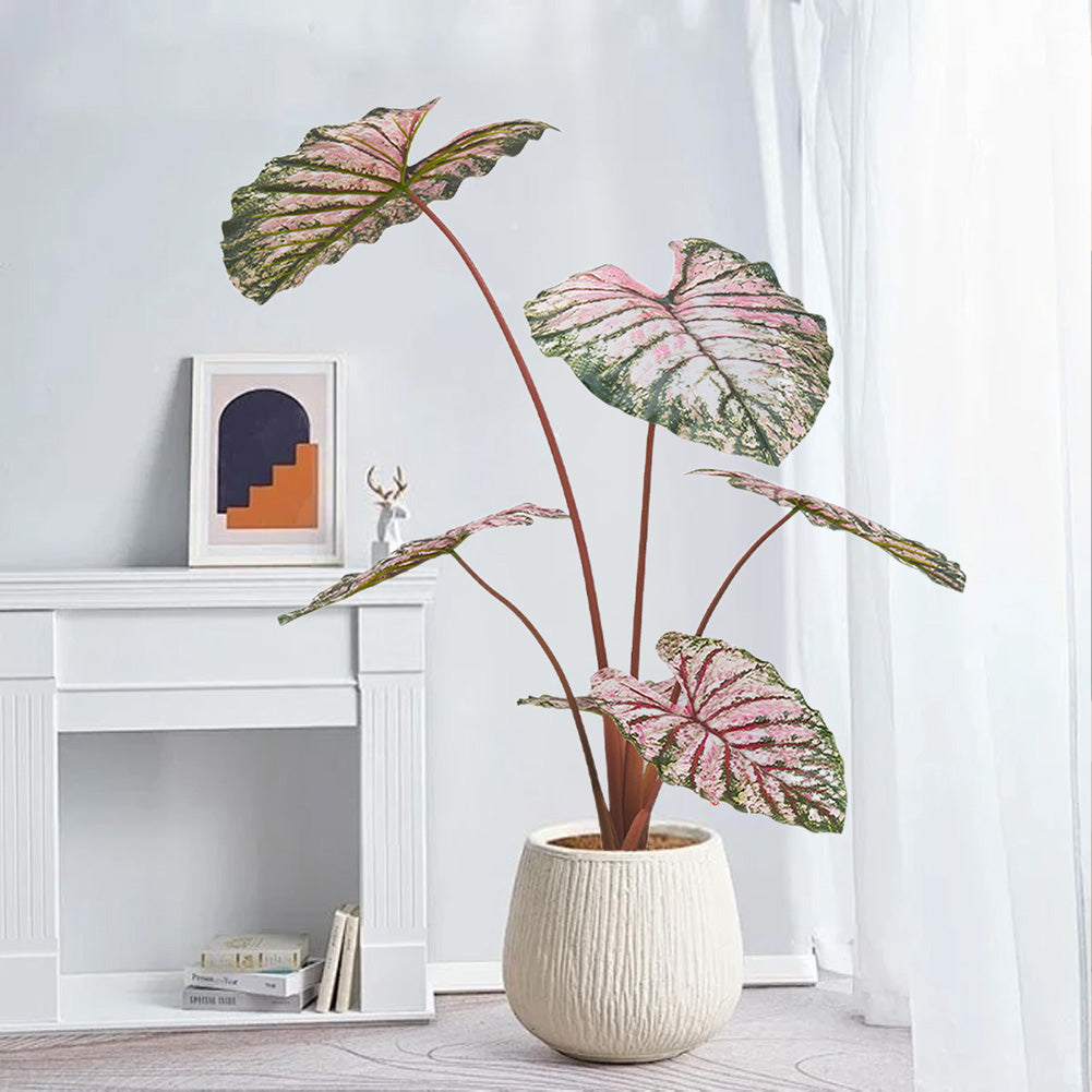 Pianta artificiale di Caladium Garvee da 110 cm, facile da curare e verde tutto l'anno, per ufficio e soggiorno, leggera e sicura, verde