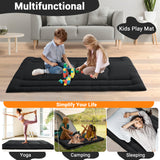 Garvee Materasso Futon Twin Size 5 Strati Pieghevole Schiuma Alta Densità Cotone Nero Per Dormitori e Campeggio - Black