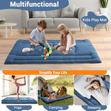 Garvee Materasso Futon Twin Size 5 Strati Schiuma Alta Densità Cotone Pieghevole Blu Navy Per Dormitori E Campeggio - Navy Blue
