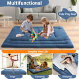 Garvee Materasso Futon Giapponese Full Size 5 Strati Schiuma Alta Densità Pieghevole Cotone Poliestere Salvaspazio Campeggio Casa - Navy Blue