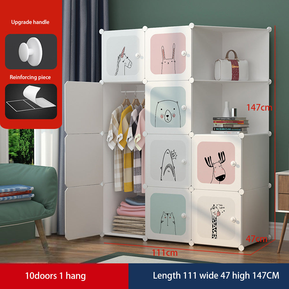 Armadio pensile portatile modulare in plastica con cubi fai da te, porte con struttura in metallo, 145x110x47 cm, per ufficio domestico, nero