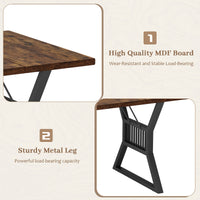 Tavolo da pranzo lungo Garvee, struttura in metallo, piano in MDF robusto, per cucina e ufficio, 4-6 persone, stile moderno, nero