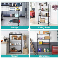 Scaffale in acciaio per impieghi gravosi regolabile a 4 livelli Garvee, capacità di carico di 350 libbre, struttura in metallo nero, cucina e garage