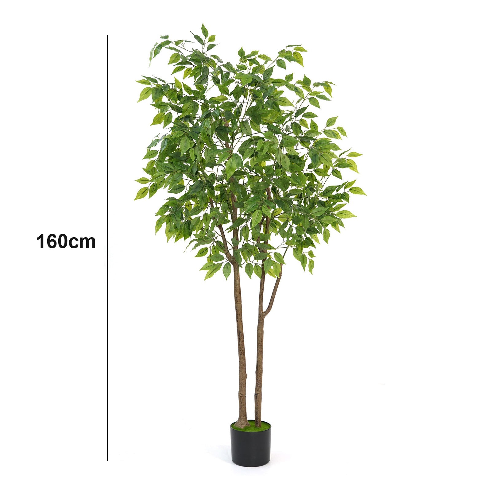 Pianta di ficus artificiale Garvee da 160 cm con vaso per decorare ufficio e soggiorno, verde