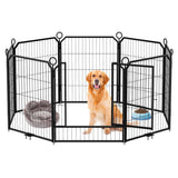 Garvee Recinzione pieghevole per cani, antiruggine, con porta, 24/32/40 pollici, per uso interno ed esterno, in acciaio, flessibile e malleabile - Nero