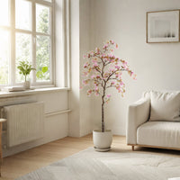 Albero di begonia artificiale Garvee da 140 cm, fiori di seta realistici, facile da curare, decorazione per interni, foglie realistiche, verde