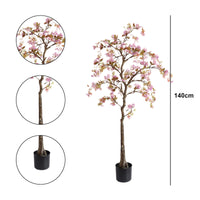 Albero di begonia artificiale Garvee da 140 cm, fiori di seta realistici, facile da curare, decorazione per interni, foglie realistiche, verde