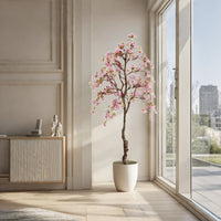 Albero di begonia artificiale Garvee da 160 cm, fiori realistici, di lunga durata, per decorazioni per la casa e l'ufficio, verde