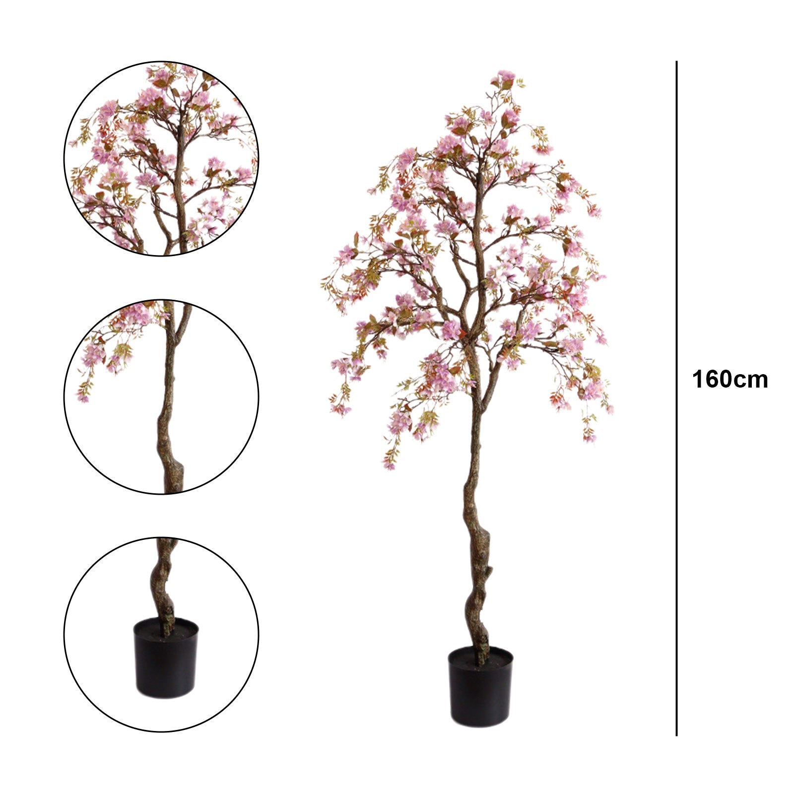 Albero di begonia artificiale Garvee da 160 cm, fiori realistici, di lunga durata, per decorazioni per la casa e l'ufficio, verde