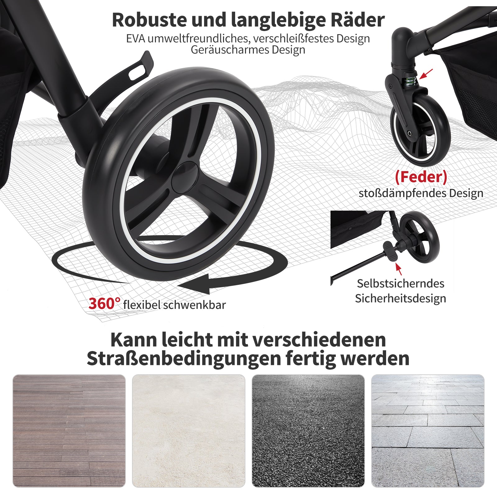 Passeggino pieghevole e richiudibile per cani GARVEE fino a 22 kg, nero | Con trasportino, finestre in rete, parapioggia e cestino | Per cani e animali domestici