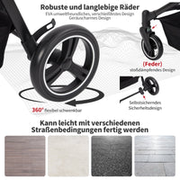 Passeggino pieghevole e richiudibile per cani GARVEE fino a 22 kg, nero | Con trasportino, finestre in rete, parapioggia e cestino | Per cani e animali domestici