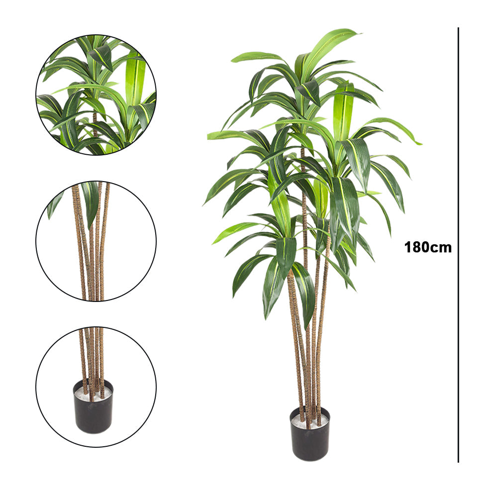 Garvee Pianta artificiale di legno di ferro brasiliano, 6 piedi, albero da giardino, 5 tronchi, flessibile e facile da curare, materiale PE, moderno per casa e ufficio, verde