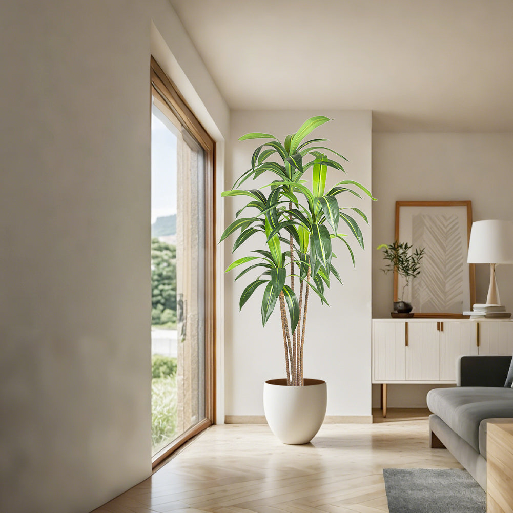 Garvee Pianta artificiale di legno di ferro brasiliano, 6 piedi, albero da giardino, 5 tronchi, flessibile e facile da curare, materiale PE, moderno per casa e ufficio, verde