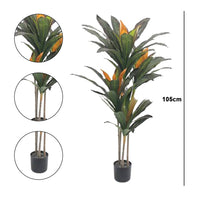 Albero di Dracena Artificiale Garvee 105 cm, Rami Regolabili, Vaso di Cemento, Robusto per Decorazioni da Interni ed Esterni, Verde