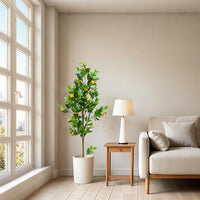Albero di limone artificiale Garvee da 5 piedi, realistico, facile da curare, durevole, resistente ai raggi UV, compatto, per interni e verande.