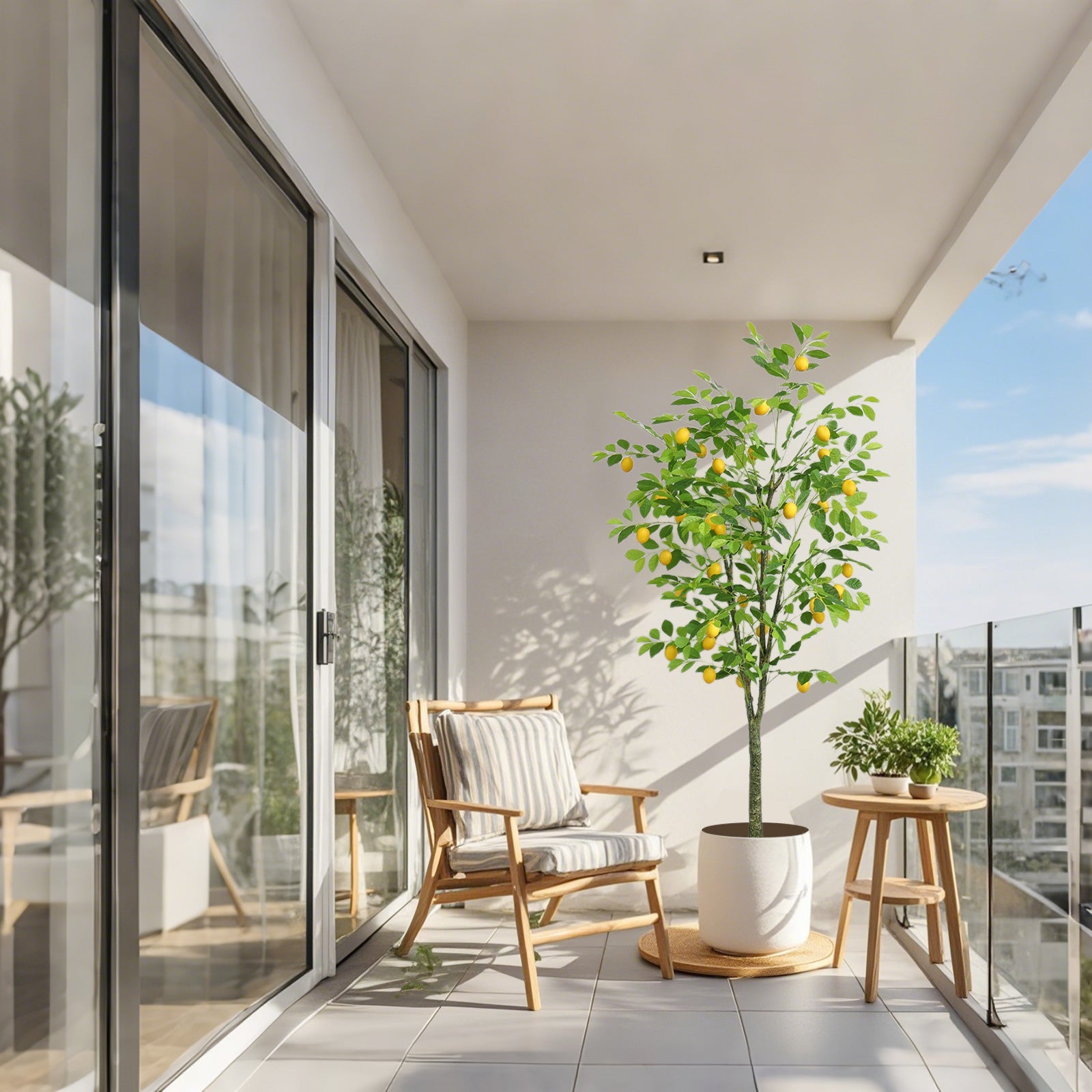 Albero di limone artificiale Garvee da 6 piedi - Realistico, facile da pulire, resistente alle intemperie - Decorazione per interni e verande, compatto, verde e giallo