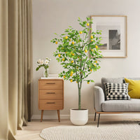 Albero di limone artificiale Garvee da 6 piedi - Realistico, facile da pulire, resistente alle intemperie - Decorazione per interni e verande, compatto, verde e giallo