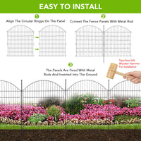 Recinzione decorativa da giardino Garvee, 10 pannelli, acciaio inossidabile, flessibile, 32 pollici di altezza, 29 piedi di lunghezza, nero, per cortile e patio