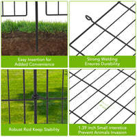 Recinzione decorativa da giardino Garvee, 15 pannelli, in acciaio inossidabile, barriera per animali, 29 x 32 piedi, nera, per cortile e patio