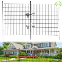 Recinzione decorativa da giardino Garvee, 15 pannelli con cancello, filo metallico antiruggine per cortile e patio, 29 x 32 piedi, nero