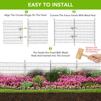 Recinzione decorativa da giardino Garvee, 15 pannelli con cancello, filo metallico antiruggine per cortile e patio, 29 x 32 piedi, nero