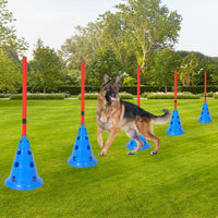 Set di ostacoli per agilità per cani Garvee con 12 coni, 6 barre, regolabili, materiale ABS per addestramento all'aperto, portatile, versatile