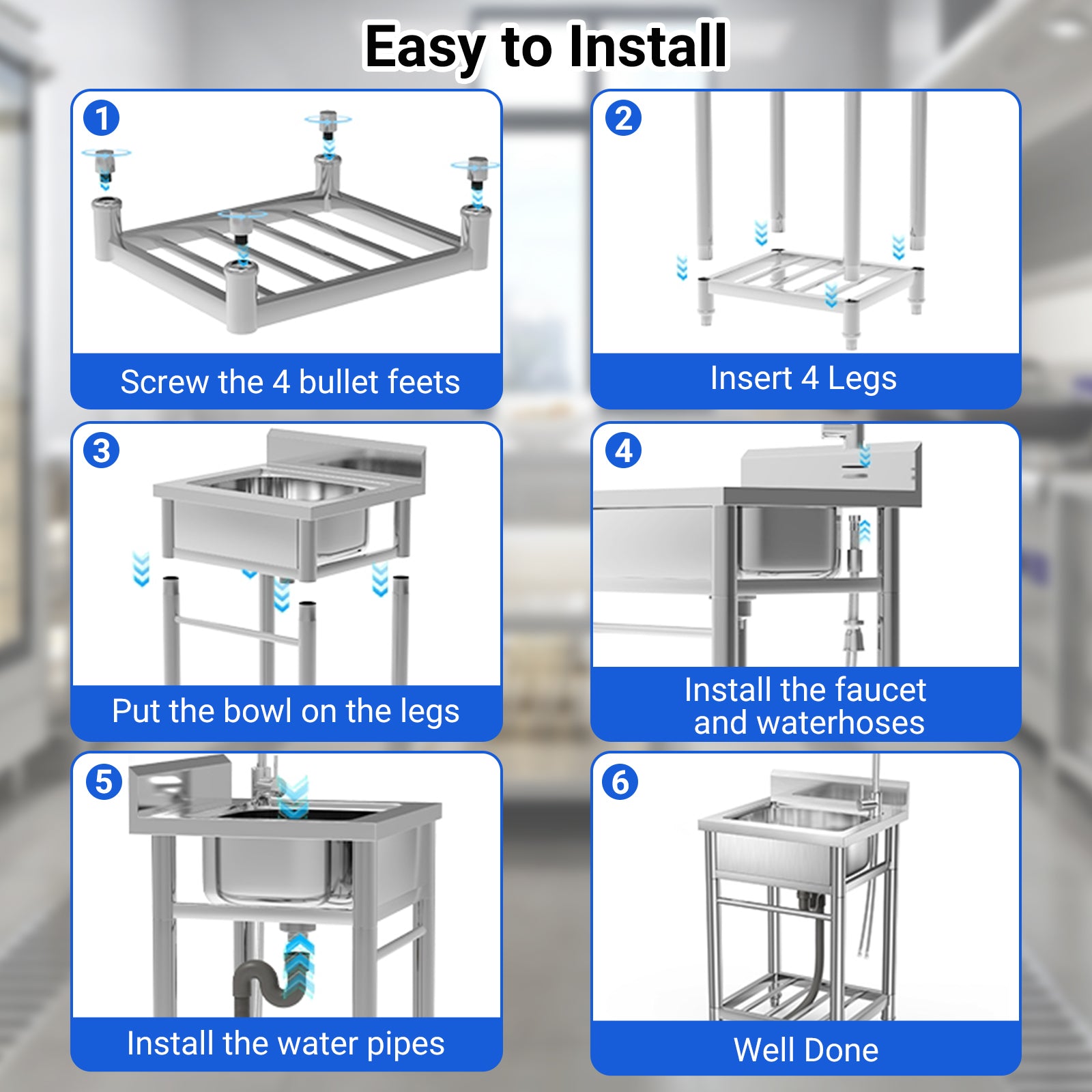 Lavello di servizio Garvee in acciaio inossidabile con grande vasca singola, acciaio 304, rubinetto caldo e freddo, indipendente per cucina, lavanderia, garage, argento, 17x13 pollici