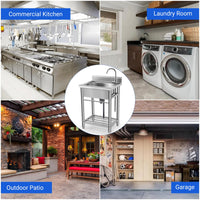 Lavello di servizio Garvee in acciaio inossidabile con grande vasca singola, acciaio 304, rubinetto caldo e freddo, indipendente per cucina, lavanderia, garage, argento, 17x13 pollici