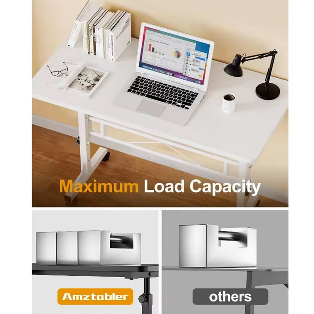 Scrivania mobile Garvee, regolabile in altezza, con ruote, ergonomica, in metallo, per ufficio domestico, portatile, montaggio rapido