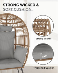 GARVEE Sedia a uovo in vimini con pouf, poltrona lounge in rattan, cuscino spesso e confortevole, resistente alle intemperie, struttura in acciaio, per giardino e terrazza