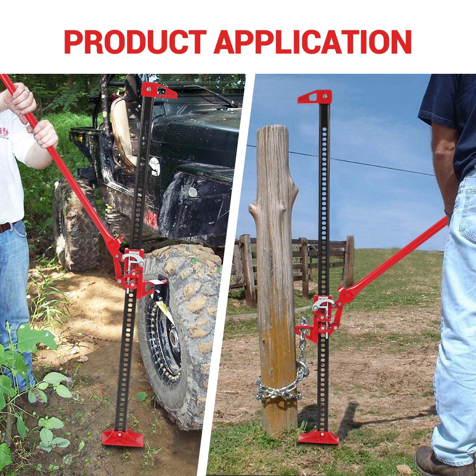 Garvee 3 T Farm Jack 6600 LB con meccanismo a cricchetto, acciaio, verniciato a polvere, per fuoristrada e agricoltura, universale, nero