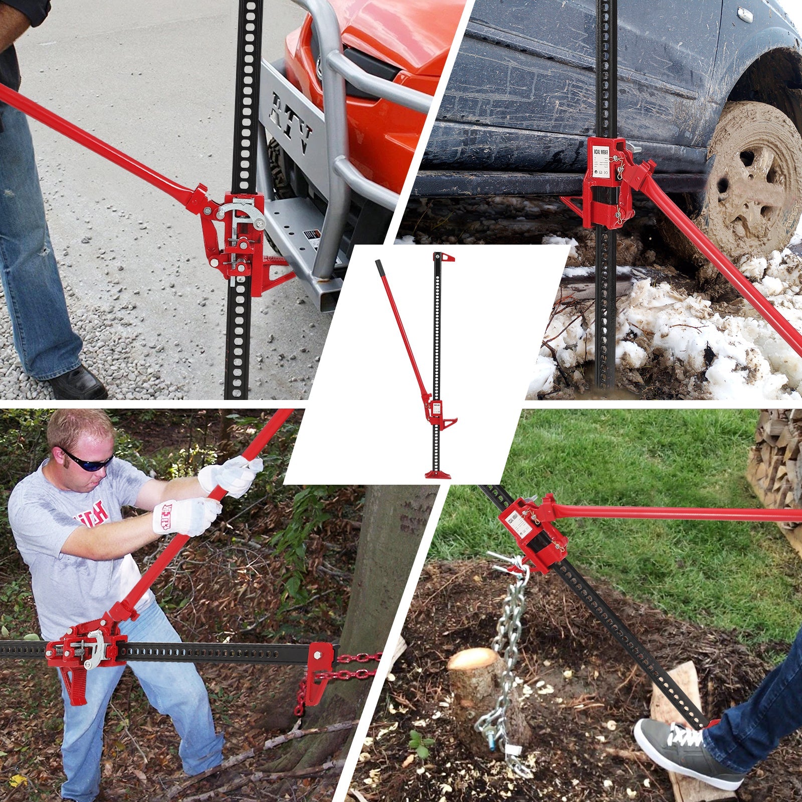 Garvee 3 T Farm Jack 6600 LB con meccanismo a cricchetto, acciaio, verniciato a polvere, per fuoristrada e agricoltura, universale, nero