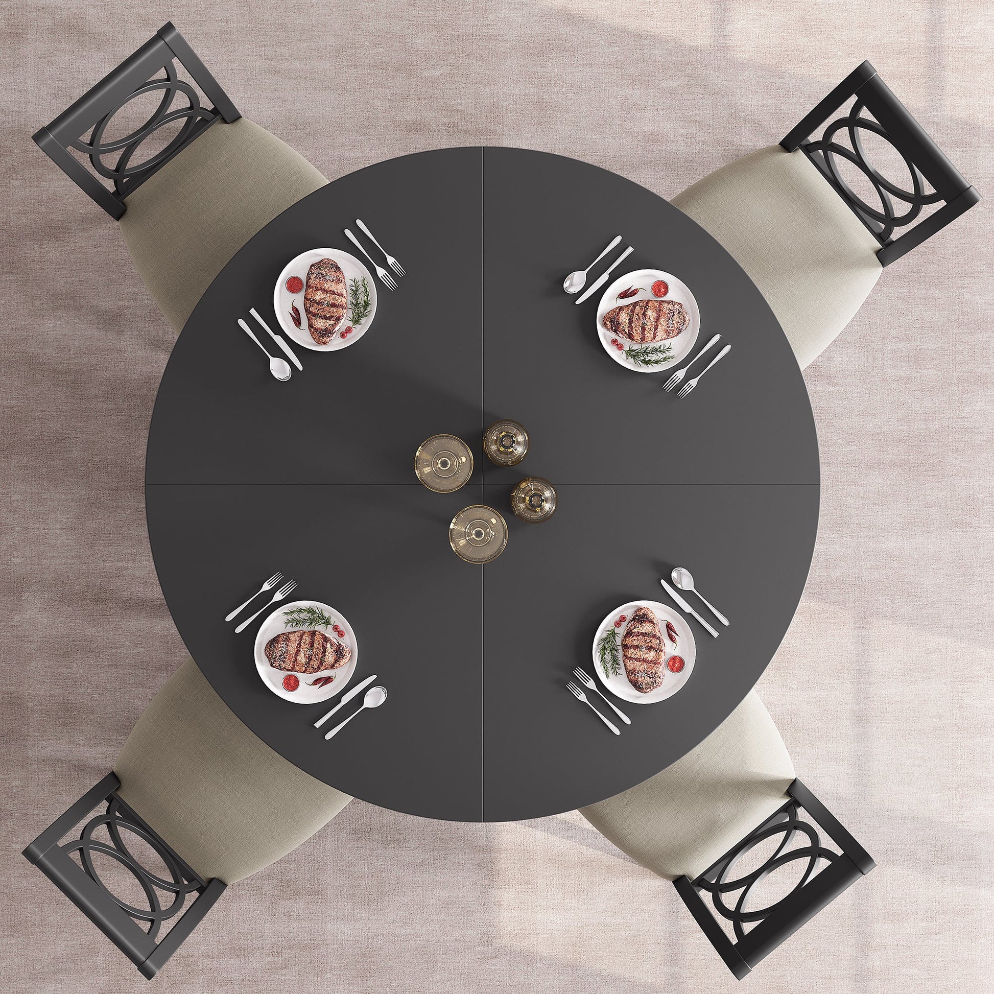 Tavolo da pranzo rotondo Garvee da 47 pollici in legno, design rustico, con piedini regolabili per sala da pranzo e soggiorno, pannello MDF, robusto, marrone