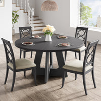 Tavolo da pranzo rotondo Garvee da 47 pollici in legno, design rustico, con piedini regolabili per sala da pranzo e soggiorno, pannello MDF, robusto, marrone