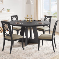 Tavolo da pranzo rotondo Garvee da 47 pollici in legno, design rustico, con piedini regolabili per sala da pranzo e soggiorno, pannello MDF, robusto, marrone