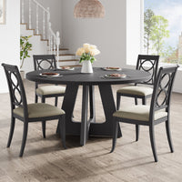 Tavolo da pranzo rotondo Garvee da 47 pollici in legno, design rustico, con piedini regolabili per sala da pranzo e soggiorno, pannello MDF, robusto, marrone