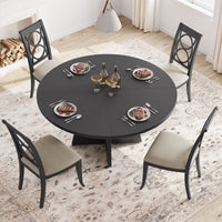 Tavolo da pranzo rotondo Garvee da 47 pollici in legno, design rustico, con piedini regolabili per sala da pranzo e soggiorno, pannello MDF, robusto, marrone