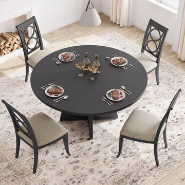 Tavolo da pranzo rotondo Garvee da 47 pollici in legno, design rustico, con piedini regolabili per sala da pranzo e soggiorno, pannello MDF, robusto, marrone