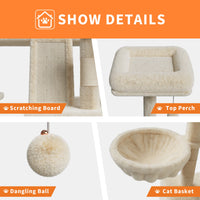 GARVEE Tiragraffi multilivello grande da 168 cm - Tiragraffi con sisal, amaca, peluche - Struttura robusta, versatile, per gatti di grandi dimensioni, per interni