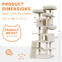 GARVEE Tiragraffi multilivello grande da 168 cm - Tiragraffi con sisal, amaca, peluche - Struttura robusta, versatile, per gatti di grandi dimensioni, per interni