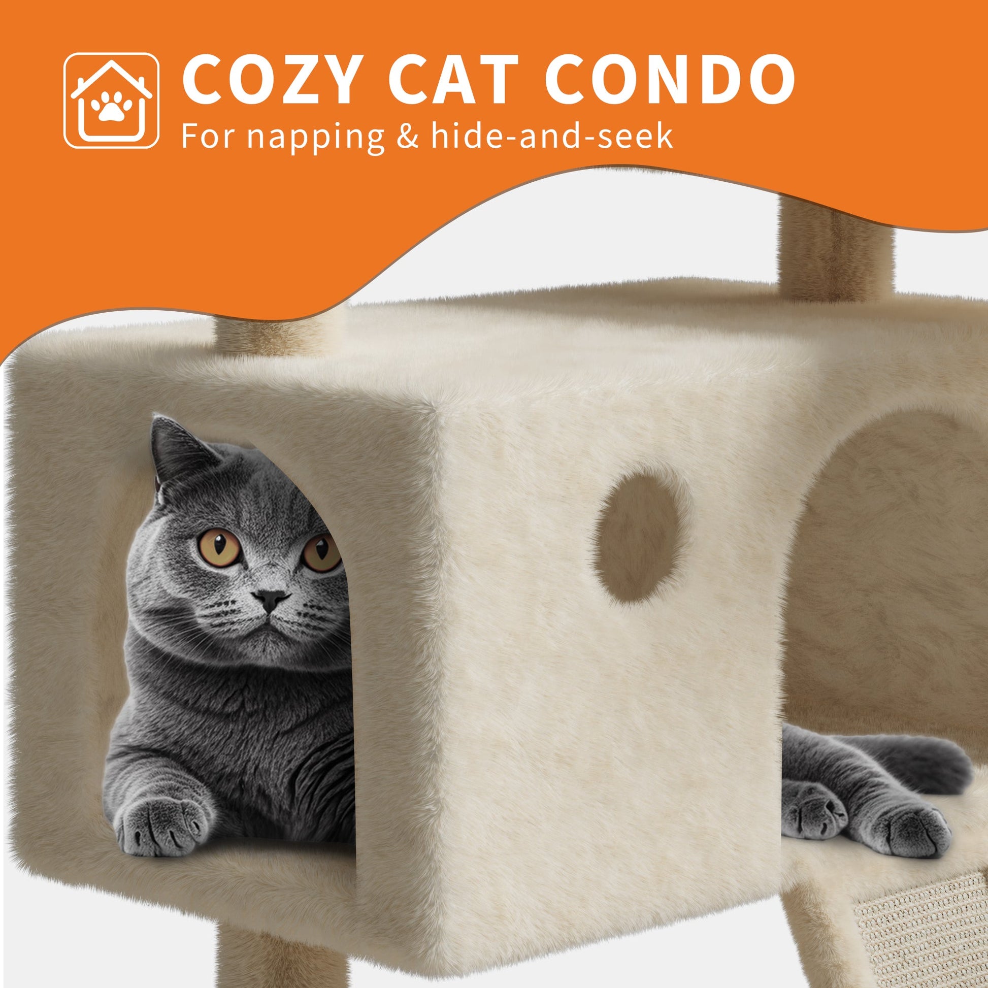 GARVEE Tiragraffi multilivello grande da 168 cm - Tiragraffi con sisal, amaca, peluche - Struttura robusta, versatile, per gatti di grandi dimensioni, per interni