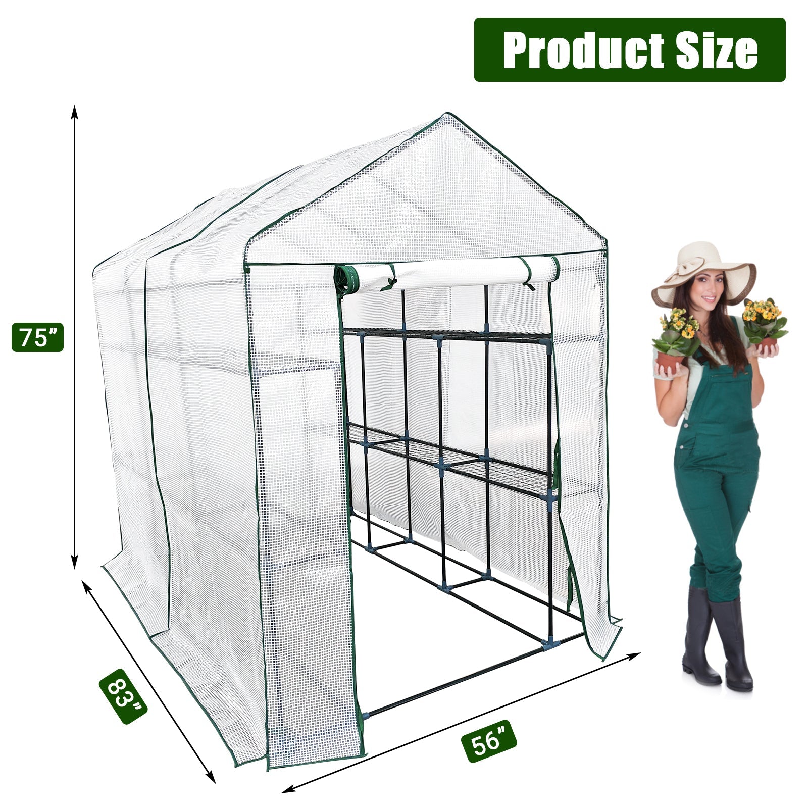 Serra Garvee a 3 livelli con 9 ripiani, protezione UV, impermeabile, materiale PE per giardino e balcone, 3 livelli, trasparente