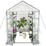 Serra da giardino Garvee 57x57x76" Robusta struttura in acciaio a 3 livelli Porta avvolgibile con Cerniera Portatile per giardino e patio - Bianco