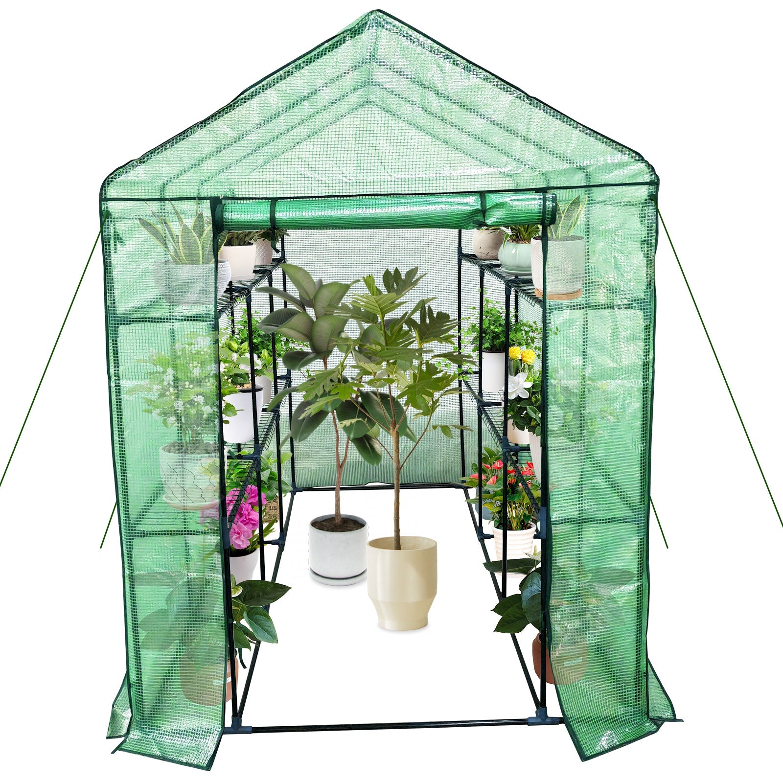 Serra mobile Garvee con 9 ripiani, struttura in acciaio per giardino, patio e balcone, 57x85x76 pollici, trasparente