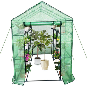 Serra mobile Garvee con 9 ripiani, struttura in acciaio per giardino, patio e balcone, 57x85x76 pollici, trasparente