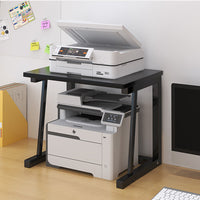 Supporto per stampante da tavolo Garvee, in legno, a 2 livelli, robusto, salvaspazio, per ufficio e cucina, 22,5x14,8x15 pollici, marrone