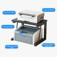 Supporto per stampante da tavolo Garvee, in legno, a 2 livelli, robusto, salvaspazio, per ufficio e cucina, 22,5x14,8x15 pollici, marrone