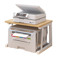 Supporto per stampante da tavolo Garvee, in legno, a 2 livelli, robusto, salvaspazio, per ufficio e cucina, 22,5x14,8x15 pollici, marrone