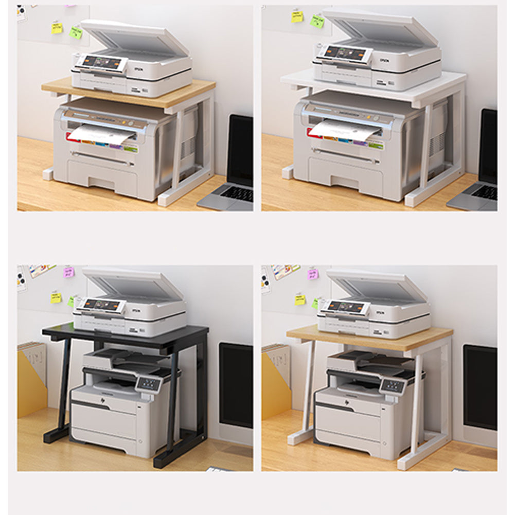 Supporto per stampante da tavolo Garvee, in legno, a 2 livelli, robusto, salvaspazio, per ufficio e cucina, 22,5x14,8x15 pollici, marrone