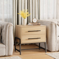 Comodino Garvee con 2 cassetti, tavolino moderno, gambe in metallo, legno, camera da letto e soggiorno, robusto, facile da pulire, colore legno chiaro